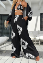 Set 3w1 Top, Hemd i Hose wide leg Mit Muster Fiesta Time Schwarz
