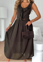 Kleid midi z falbankami i paskiem Good Winds Dunkelblau