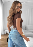 Hose Jeans mom fit z paskiem Horizon Blue Hellblau