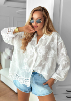 Haftowana Hemd z koronką boho Sunset Atelier Weiß