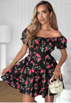 Kleid mini w róże Always Lovely Schwarz