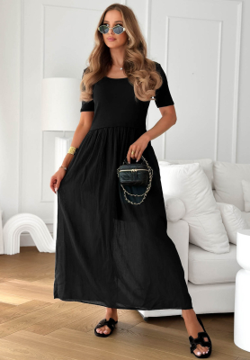 Luftiges Baumwoll-Midikleid Primavera Mia Schwarz