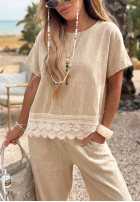 Bluse z koronką Soft Sand Beige