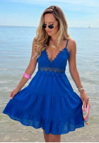 Bawełniana Kleid mini na ramiączkach z koronką Wind Bay Kobaltblau