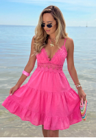 Bawełniana Kleid mini na ramiączkach z koronką Wind Bay Rosa
