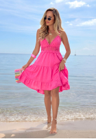 Bawełniana Kleid mini na ramiączkach z koronką Wind Bay Rosa