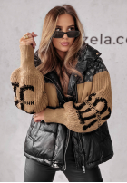 Pikowana Jacke Cold Hands Schwarz-Camel