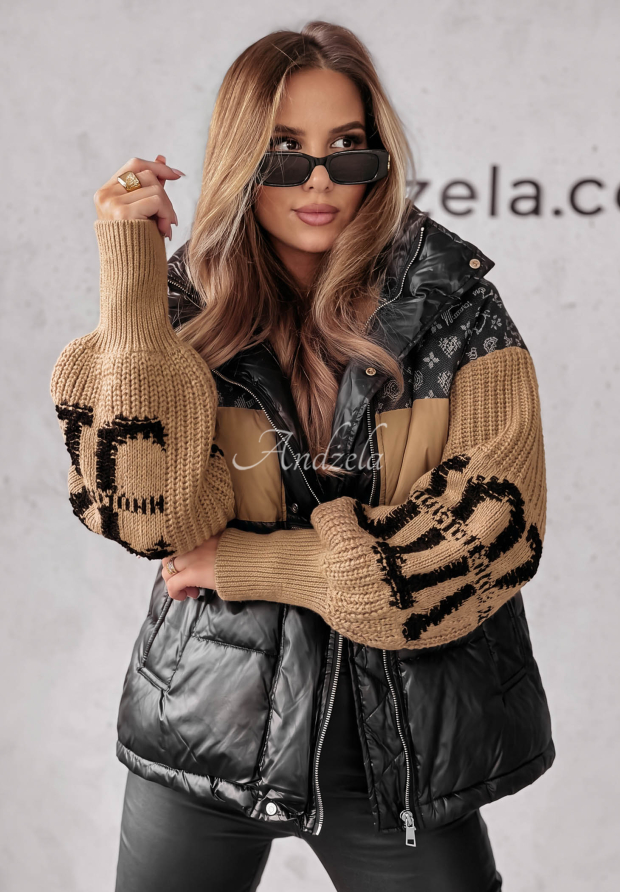 Daunenjacke Cold Hands schwarz-camel