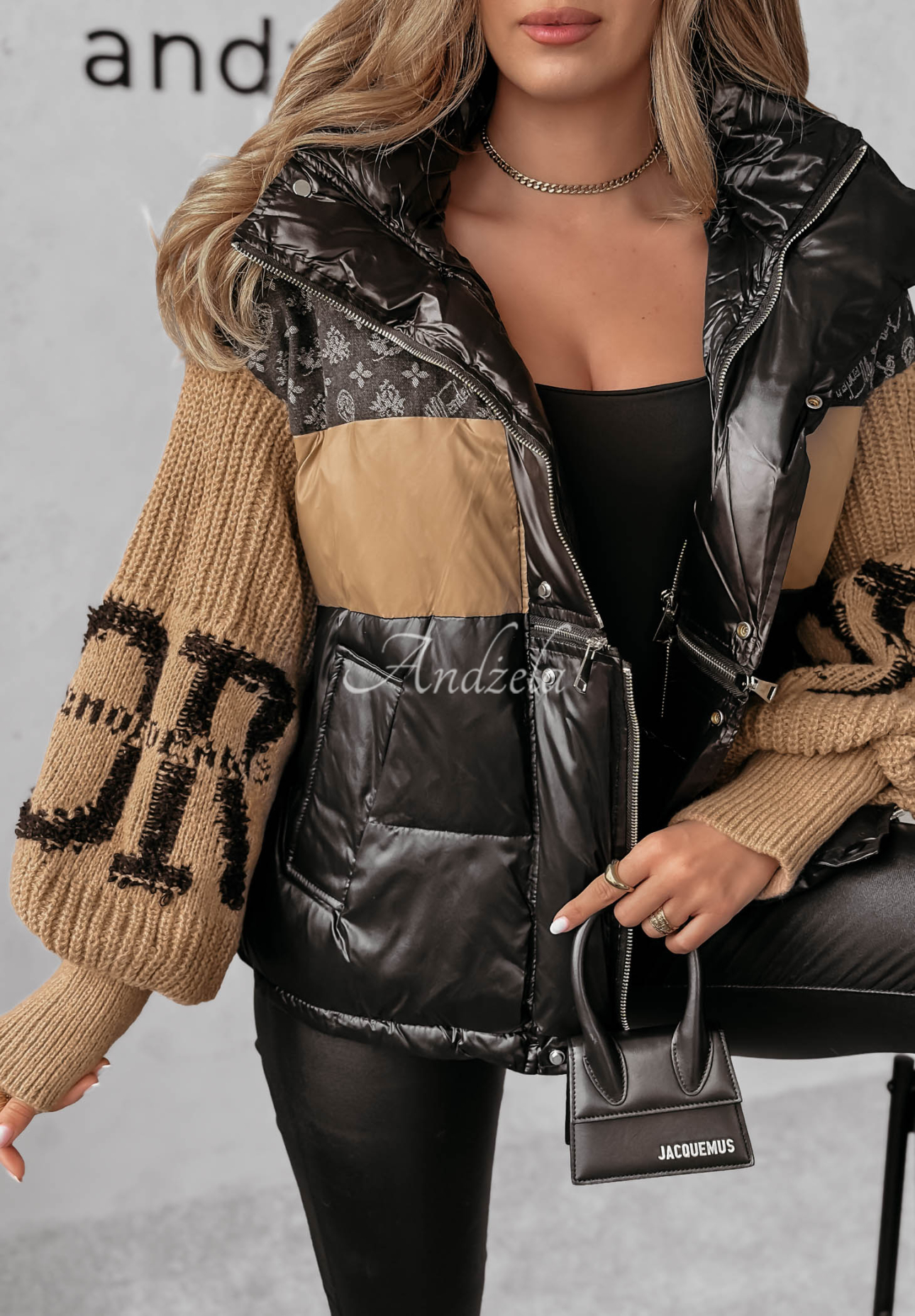 Daunenjacke Cold Hands schwarz-camel