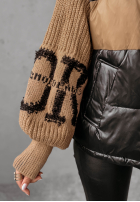Pikowana Jacke Cold Hands Schwarz-Camel