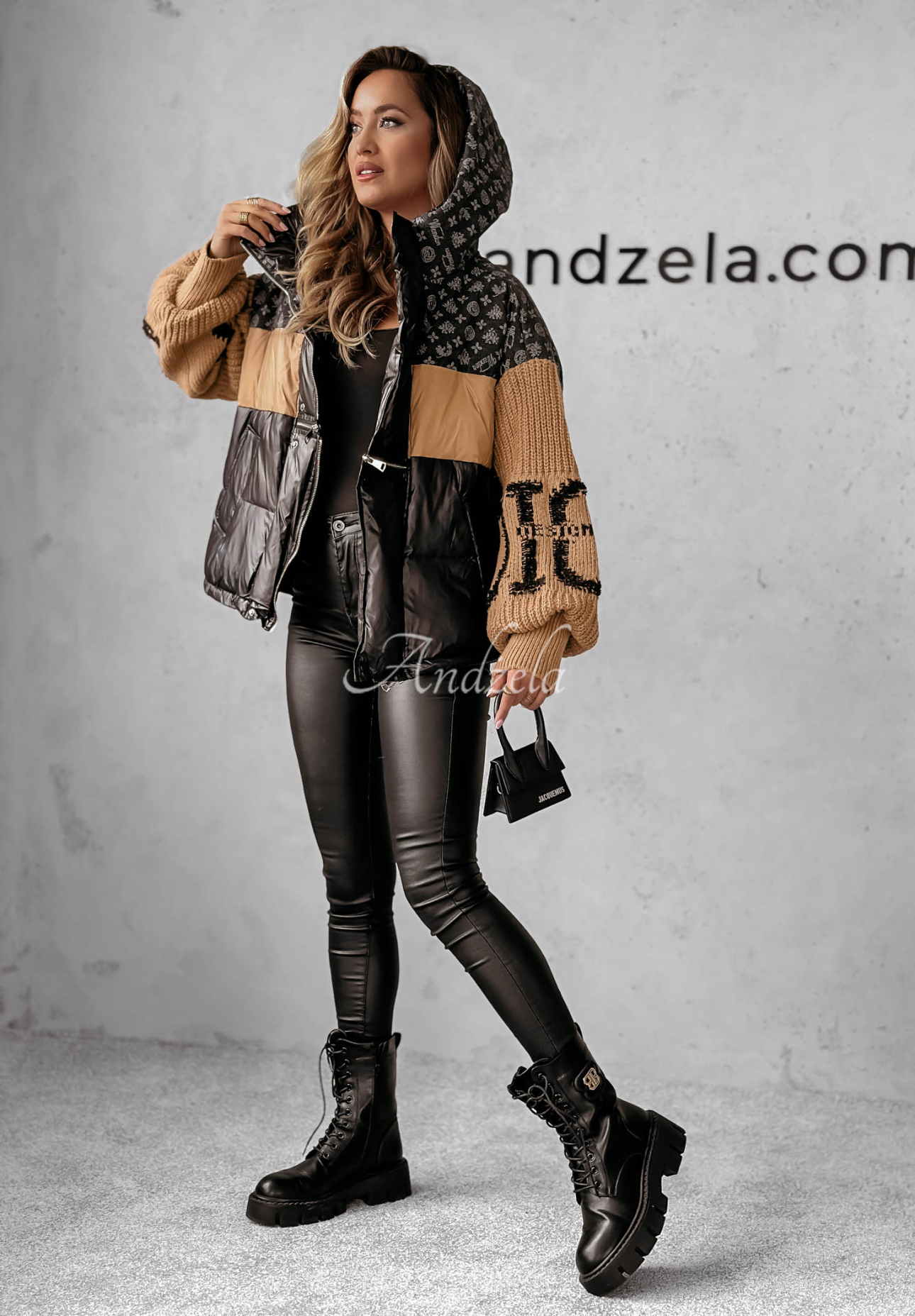 Daunenjacke Cold Hands schwarz-camel