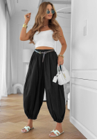Material Hose joggery z paskiem Stay Awhile Schwarz