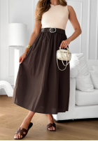 Trägerkleid mit Gürtel Sun Sailing Beige-Schokoladenbraun