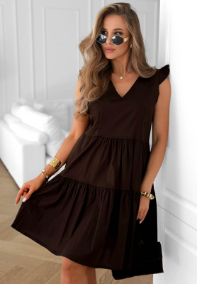 Baumwoll-Minikleid mit Rüschen Lunar Sail Schokoladenbraun