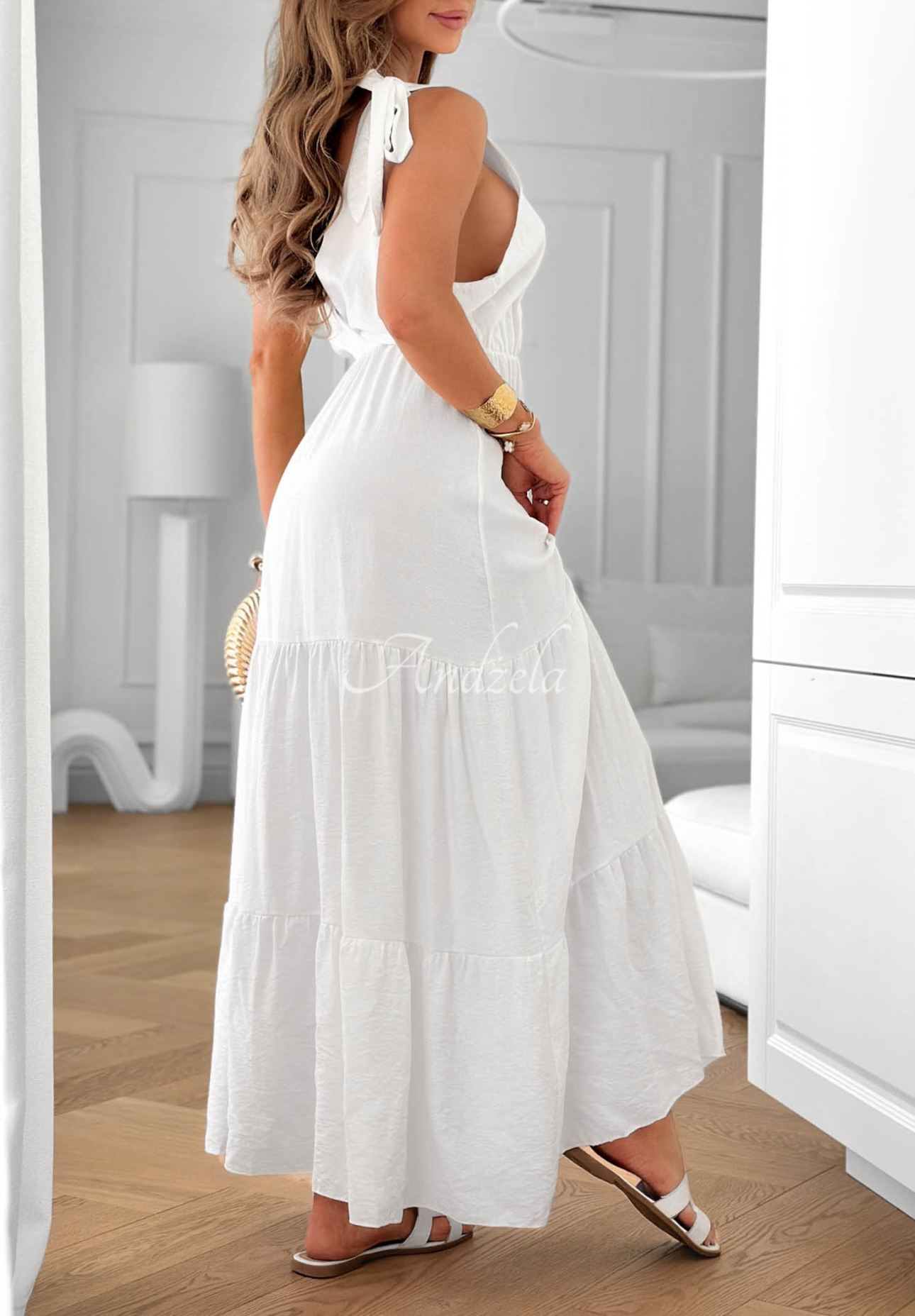 Viskose-Maxikleid mit Trägern Summerville Weiß