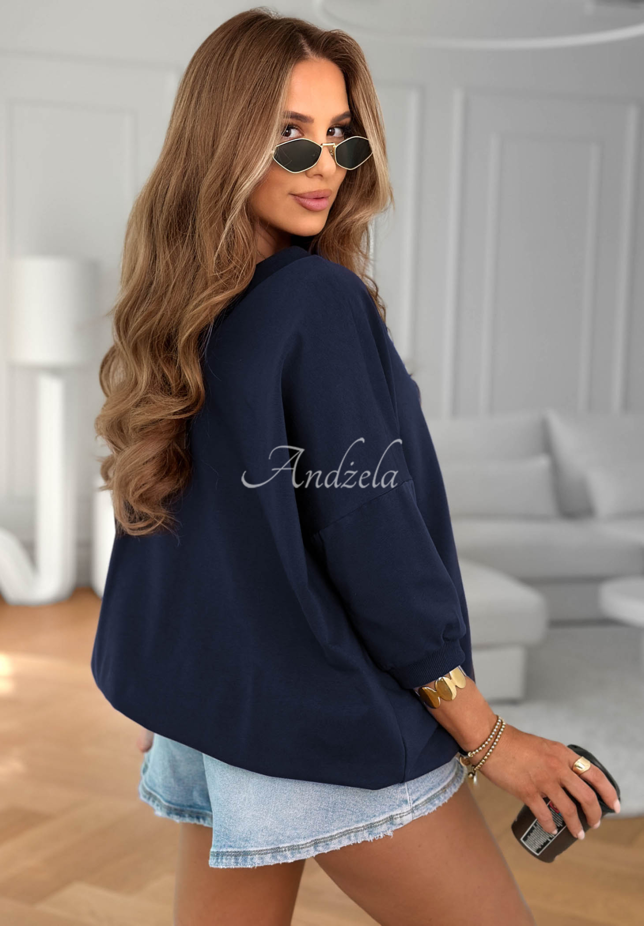Oversize-Baumwoll-Sweatshirt Easy Living Dunkelblau