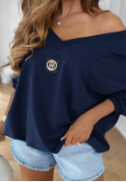Bluse oversize z dekoltem w serek Easy Living Dunkelblau