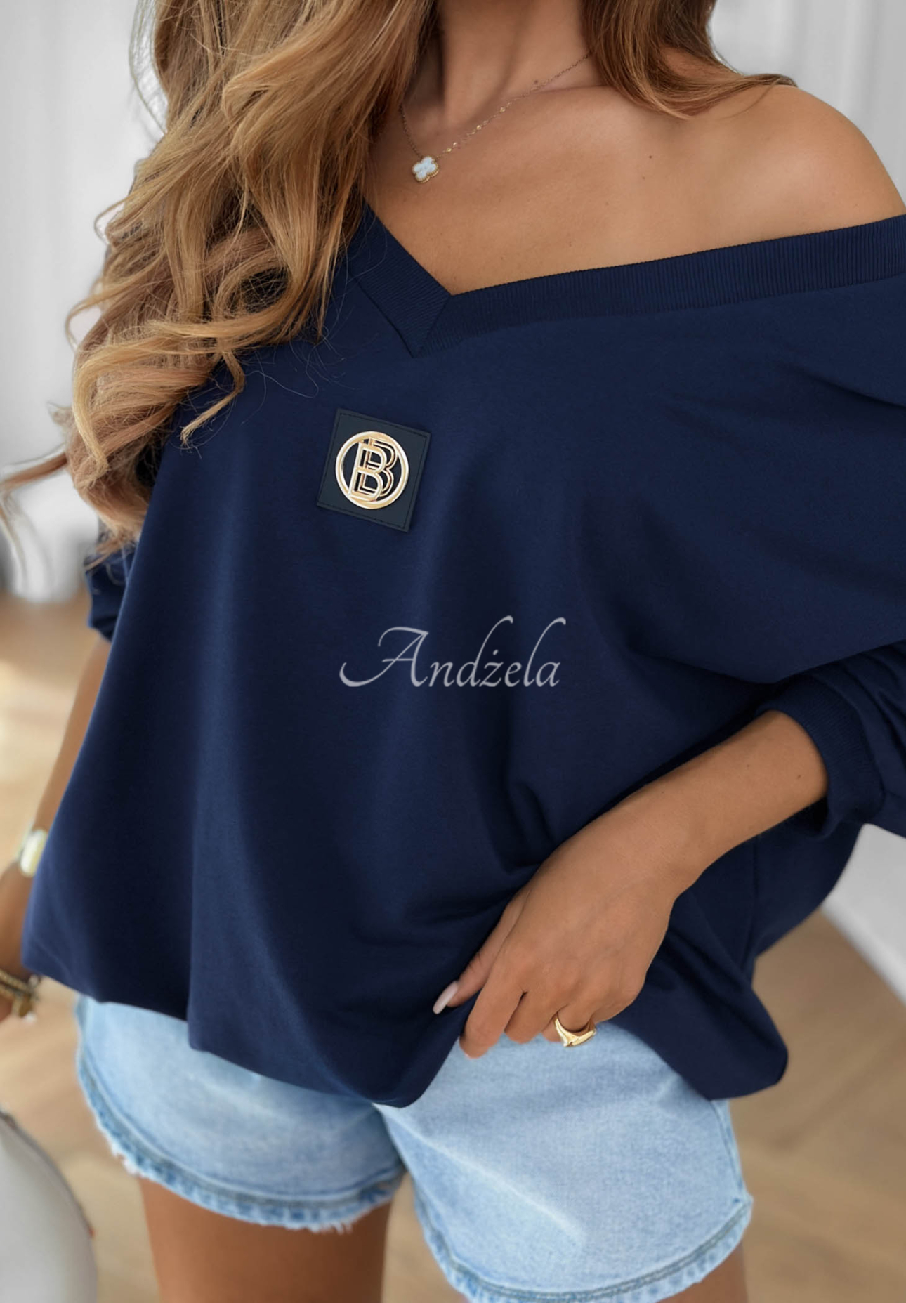Oversize-Baumwoll-Sweatshirt Easy Living Dunkelblau