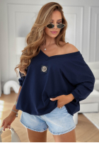 Bluse oversize z dekoltem w serek Easy Living Dunkelblau