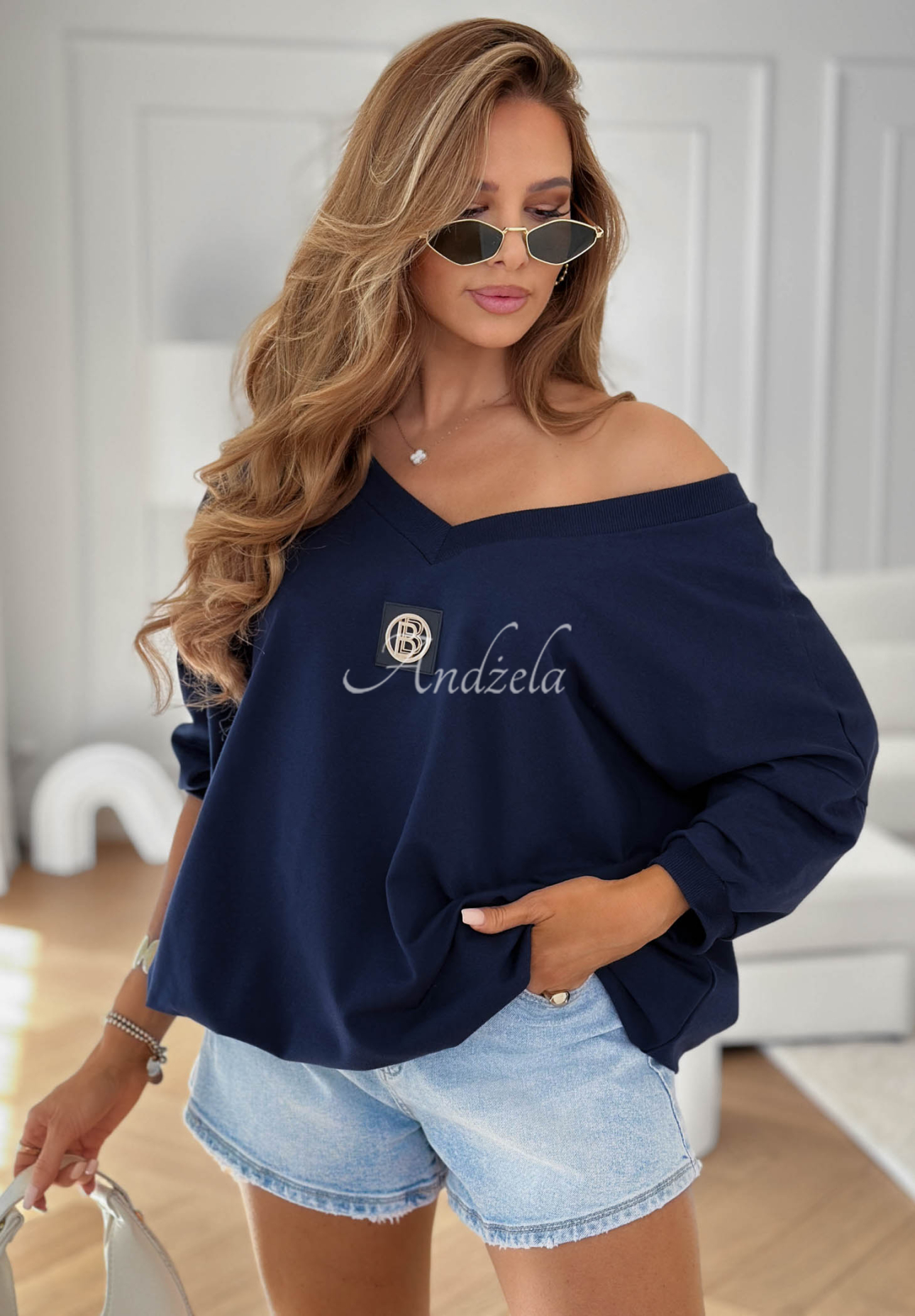 Oversize-Baumwoll-Sweatshirt Easy Living Dunkelblau