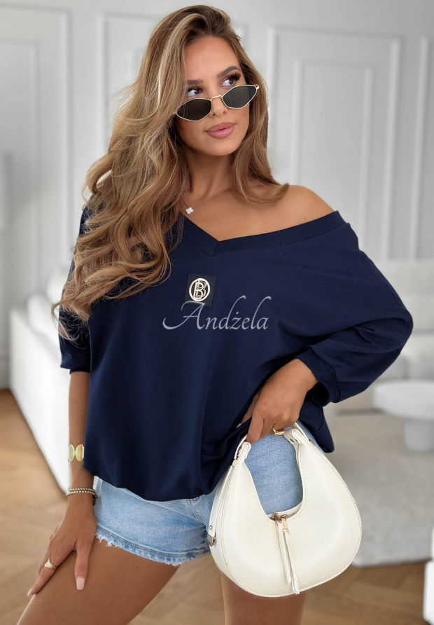 Oversize-Baumwoll-Sweatshirt Easy Living Dunkelblau
