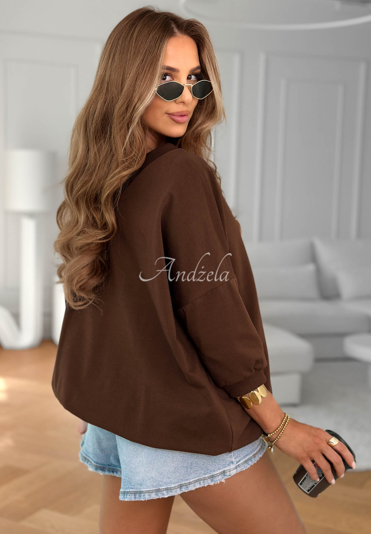 Oversize-Baumwoll-Sweatshirt Easy Living Schokoladenbraun