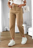 Hose Jeans banana z paskiem Dune Denim Camel