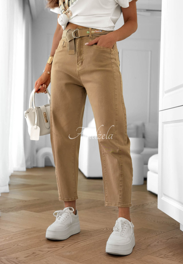 Bananenjeans mit G&uuml;rtel Dune Denim Camel
