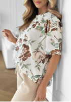 Kwiecisty Set Bluse i Hose Endless Day Beige-Rot