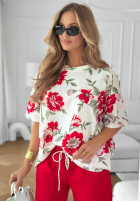 Kwiecisty Set Bluse i Hose Endless Day Beige-Rot