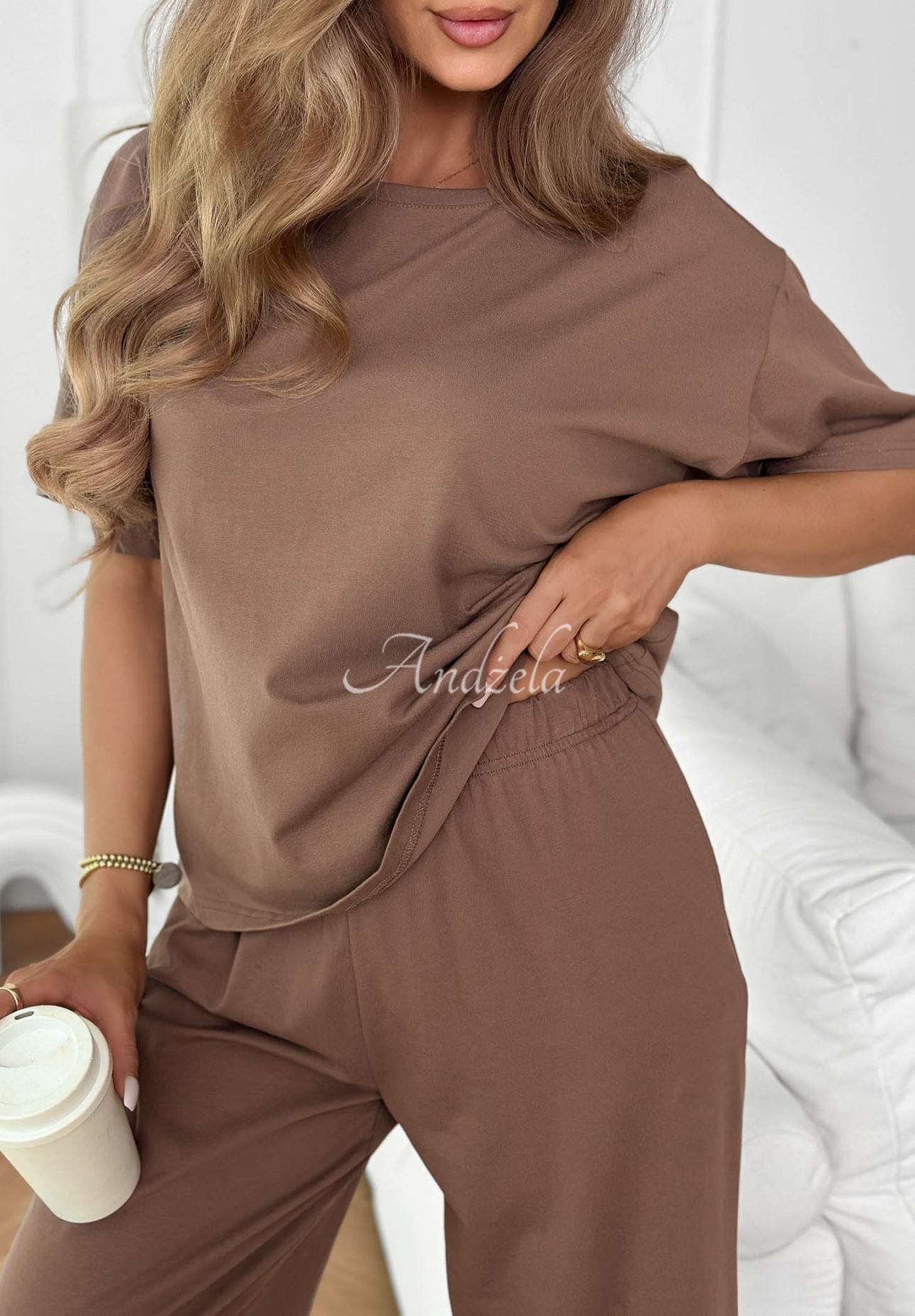 Kurzarm-T-Shirt aus Baumwolle Soft Base Schokoladenbraun