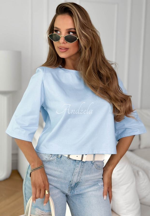 Kurzes Baumwoll T-Shirt Springtime Babe Himmelblau