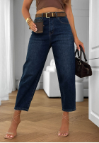 Hose Jeans mom fit z paskiem Denim Dream Dunkelblau