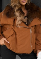 Krótka Jacke z futerkiem Nordic Mist Schokoladenbraun