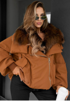 Krótka Jacke z futerkiem Nordic Mist Schokoladenbraun