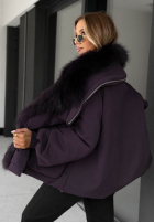 Krótka Jacke z futerkiem Nordic Mist Schokoladenbraun