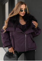 Krótka Jacke z futerkiem Nordic Mist Schokoladenbraun