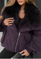 Krótka Jacke z futerkiem Nordic Mist Schokoladenbraun