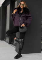 Krótka Jacke z futerkiem Nordic Mist Schokoladenbraun