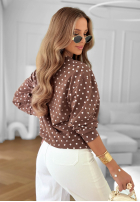 Bawełniana Sweatshirt w Punkte Dot Dream Schokoladenbraun