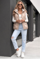 Pikowana Weste z kapturem Morning Dew Beige