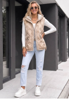 Pikowana Weste z kapturem Morning Dew Beige