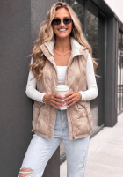 Pikowana Weste z kapturem Morning Dew Beige