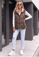 Pikowana Weste z kapturem Morning Dew Beige
