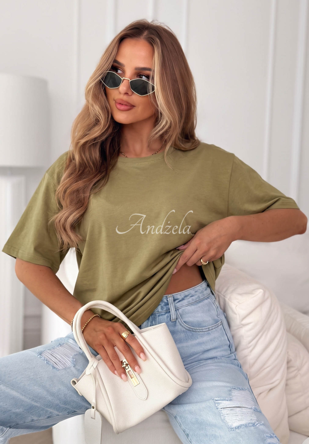 Kurzarm-T-Shirt aus Baumwolle Soft Base Olivgr&uuml;n