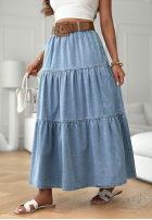 Rozkloszowana Jeans Rock z paskiem Morella Blau