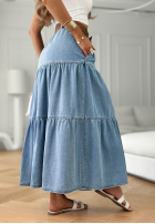 Rozkloszowana Jeans Rock z paskiem Morella Blau