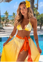 Set kostium kąpielowy bikini i pareo z falbankami Aloha Sunset żółto-Orange