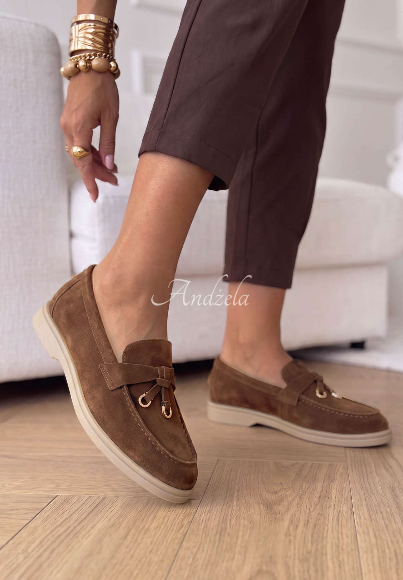 Wildleder-Loafer Margot Schokoladenbraun