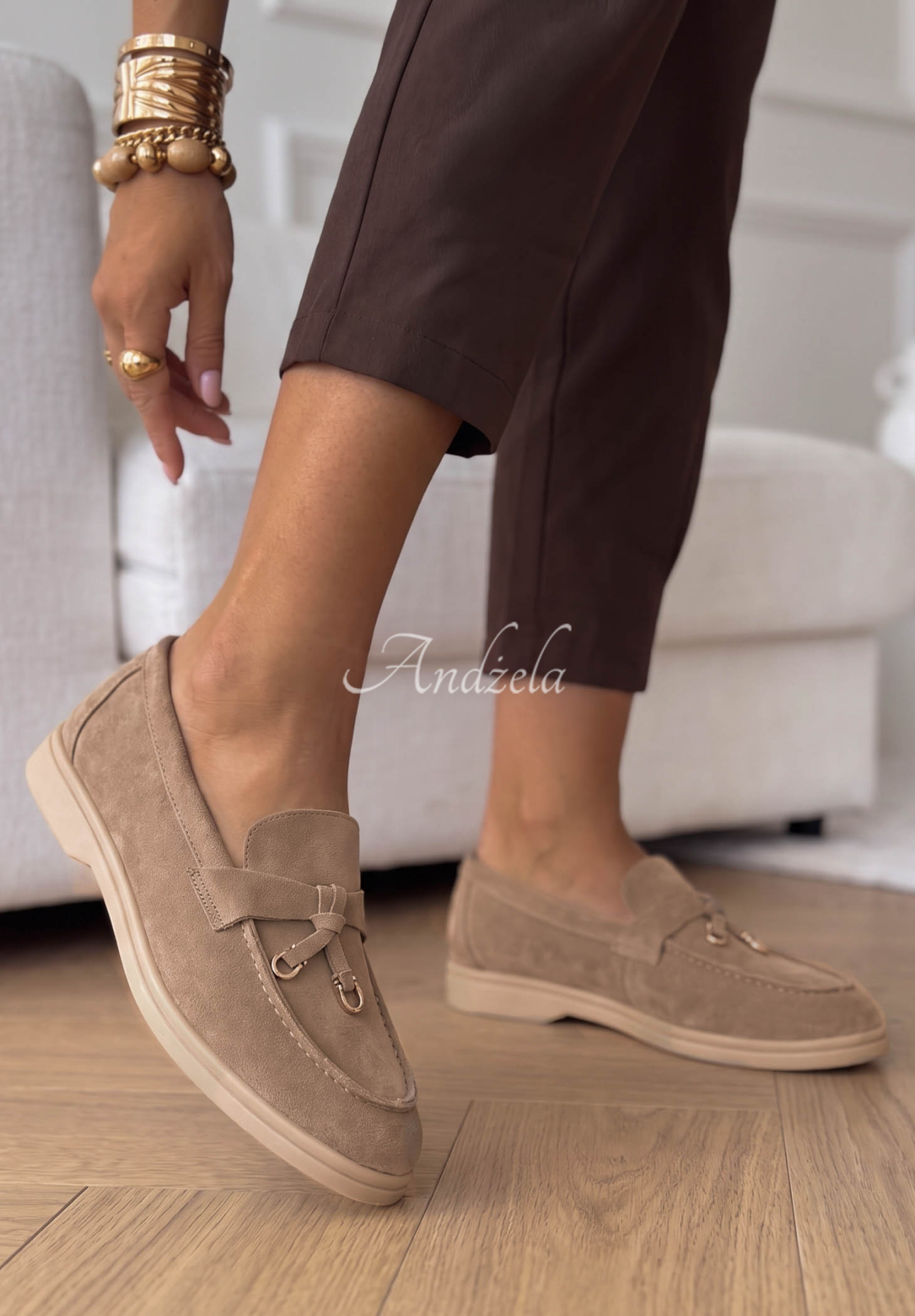 Wildleder-Loafer Margot Mokkafarben